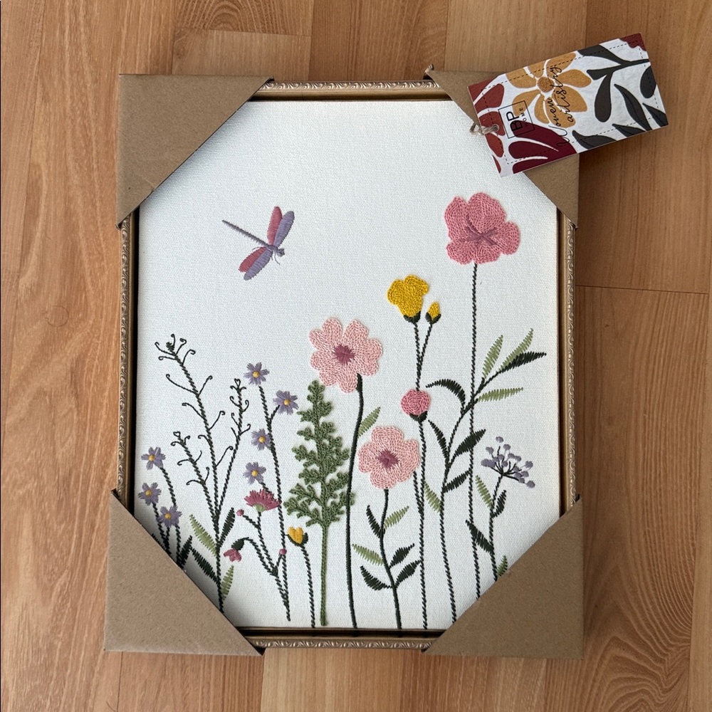 Floral Embroidery Canvas Wall Art